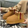 Mini Platform Boot Women Slippers Classic Tasman Slides Winter Wool Warm Booties Fur Sheep Skin Shoes Ankle Bootes