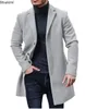 남자 양모 블렌드 가을 겨울 남성용 남자의 긴 소매 옷깃 싱글 브레스트 재킷 모직 솔리드 버튼 코트 캐주얼 한 느슨한 남자 간단한 재킷 230908