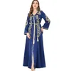 Etnische kleding Moslim Midden-Oosterse dames Arabische stijl Borduren V-hals Lange mouw Jurk Sets Vestidos Arabes Dubai Y Turcos