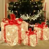 Christmas Decorations 3pcs/Set Hollowed Out Decoration Led Gift Box With 2 Light Mode Foldable Ornaments Home Party Supplies