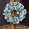 Dekoratif Çiçekler Noel Çelenk Yapay Beyaz Karlı Ön Kapı Dekor Ev Aksesuarları Dekorasyonlar 2023