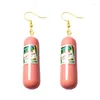 Boucles d'oreilles pendantes pour femmes, boucles d'oreilles faites pour filles mignonnes, cadeau amusant, dessins animés faits à la main, Mini boisson aux fruits, jambon, saucisses, dentifrice, shampoing