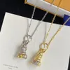 2023 Collier de luxe Designer Femme Couple en acier inoxydable Lapin V Gold Sliver Chaîne Pendentif Bijoux Cou Cadeaux Accessoires No B218j