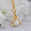 Western Empress Dowager Vivian Little Necklace Vivienne Half face Pearl Saturn Collar Chain Traceless