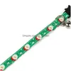 Cat Collars Leads Christmas Adjustable Cartoon Print Pet Collar With Bell Party Decoration Supplies Drop Delivery Home Garden Dhgarden Dh2I7