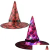 Cappelli da festa Led Cappello di Halloween Hangable Glowing Witch Decorazione festiva Cap Drop Delivery Forniture per il giardino di casa Dhgarden Dhjuk