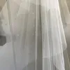 Bridal welon romantyczne eleganckie białe/kość słoniowa dwuwarstwowa koronkowa krawędź aplikacji tiul welon drewniana ląd ślubna panna młoda akcesoria grzebień