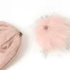 Breite Krempe Hüte Eimer Geebro Weibliche Natürliche Waschbär Fell Pompon Beanies Warme Feste Kappen Für Frauen Slouchy Mode Baumwolle Skullies dame 230907