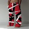 Men's Pants Geometric Patterns Casual Pocket Wide Leg Pant Full Length Drawstring Man Sport Skull 3D Slacks Streetwear