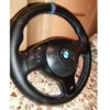 5D In Fibra di Carbonio Buco Nero In Pelle Cucire A Mano Coprivolante Avvolgente per BMW E46 E39 330i 540i 525i 530i 330Ci M3 2001-2003239b