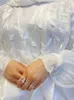 Ethnische Kleidung Ramadan Weißer offener muslimischer Kimono Abaya Dubai Türkei Islam Arabische Jalabiya für Frauen Strickjacke Robe Femme Musulmane Kaftans