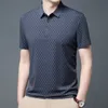 メンズポロスメンズカジュアルラペルTシャツ夏の薄いスリムフィット良い品質フィギュアポロシャツ通気可能なソフトビジネストップ230907
