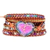 Charm Bracelets Romantic Spiritual Chakra Leather Wrap Bracelets W/ Mix Stone Heart Shape 5 Strands Bracelet Classic Jewelry Bijoux Drop 230907