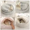 canili penne Inverno lungo peluche Pet Cat Bed Cuscino rotondo per gatti Cat House 2 in 1 Warm Cat Cat Sacco a pelo Nido Cuccia per cani di piccola taglia Cat 230908