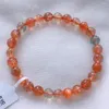 Strand Natural Arusha Orange Sunstone Strawberry Quartz Armband Clear Round Beads 6.4mm Women Bangle