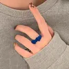 Bague à nœud papillon en velours pour femmes, bleu rouge, anneau ouvert à nœud papillon floqué, cadeau pour petite amie amoureuse, bijoux de mariage