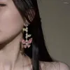 Висячие серьги MENGJIQIAO, корейские элегантные роскошные серьги-бабочки со стразами для женщин и девочек, модные вечерние украшения в виде листьев, подарки Brinco