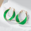 Kinel – boucles d'oreilles pendantes en émail vert pour femmes, accessoires de fête, couleur or Rose, bijoux de mariage, 585