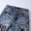 Broderi amiirii lila jeans män mode jean 2024 demin brev perforerat patch mode trend mens cm42