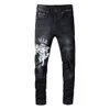 Dżinsy uliczne mody dżins 2024 Demin 817i amiirii fioletowe litera anioł dżinsowy mikro elastyczny bawełna czarna chuda cuxo