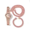 Collana da uomo Iced Out Miami Catena cubana Gioielli hip-hop Oro rosa Argento Diamanti Orologio Collane Bracciale Set1864