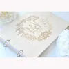 Andra evenemangsfestleveranser Personlig gästbok Wreath Garden Wedding Engraved Wood Guest Book Floral Wedding Decor 230907