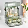 Storage Boxes Makeup Organizer Crystal Cosmetic Box With Brush Lipstick Holder Transparent Large Capacity Case For Bathroom Oganizer