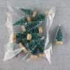 Christmas Decorations 12pcs Mini Trees Bottle Brush Plastic Winter Snow Ornaments Tabletop Crafting DIY Decoration Gift 230908