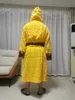 Hem Bath Robe Ins Letter Print Jacquard Sleepwear Yellow Soft Touch Casual Robes Hotel Nightgown