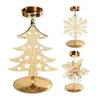 Candle Holders Christmas Tealight Holder Iron Candlestick Tree Snowflake Stand Desktop Ornament