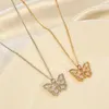 Pendant Necklaces Temperament Gold Micro-set Zircon Hollow Butterfly Necklace Fashion Alloy Clavicle Chain For Women Jewelry