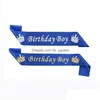 Party Decoration 4 Styles Birthday Boy Etikett Belt Fashion Blue Starry Sky Crown Shoder Strap Drop Delivery Home Garden F DHGARDEN DHZF0