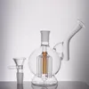 Venta al por mayor Hookahs Tree Perc Recycler Dab Rigs Bong Vidrio Agua Tabaco Humo Tubería Quemador de aceite Shisha único con un recipiente para juntas macho de 14 mm