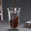 Copos de vinho canecas de café de vidro de parede dupla durável transparente borosilicato isolado térmico resistente ao calor para presente de caneca de chá