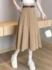 Röcke Hohe Taille Grün Frauen Plissee Midi mit Gürtel 2023 Frühling Sommer Elegante Büro Dame Regenschirm Chic Weibliche