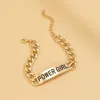 Anklets 2023 Gold Metal Thick Chain Anklet For Women Female Hiphop POWER GIRL Leg Bracelet Sandles Party Hip Hop Jewelry