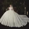 2023 sexy robe de bal arabe robes de mariée, plus la taille chérie brillante robes de mariée Bling luxe perles paillettes robes de mariée balayage train boho appliques robes de mariée