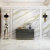 Wallpapers For Your Living Room And Dinning Hall Simple But Luxurious White Marble Golden Gilding Elegant Stylish Mural Wallpaper