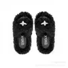 Fluffy drag cross woolen slippers women's black platform comfortable warm flip-flops