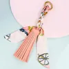 Keychains Leather Tassel Satin Silk Scarves Keychain Bowknot Scarf Pendant Car Purse Bag Keyring Holder Girls Handbag Key Ring Accessories