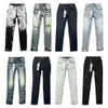 Jeans viola ksubi jeans impilati firmati da uomo Jeans strappati dritti normali da uomo Strappi di denim lavati vecchi jeans neri lunghi319e