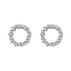 Stud Earrings S925 Silver Needle Zircon Circle For Women Cartilage Piercing Jewelry Gift Eh301