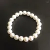 Charme Pulseiras Gota 1 PCS 8-12mm Puro Branco Destaque Vidro Pérola Pulseira Elástica Para Mulheres Handmade Jóias Malha Bag OGL293-1