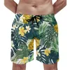 Men's Shorts Palm Leaves Board Black White Geometry Hawaii Short Pants Custom Surfing Quick Dry Swimming Trunks Birthday Present