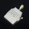 Charms Iced Out Bling Slot Machines Pendant Necklaces Two Tone Color 5A Zircon Lucky 777 Charm Chain Men's Women Hip Hop Jewelry 230908