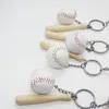 Schlüsselanhänger Dutrieux Baseballhandschuh Holz Schlüsselbund Mini dreiteilige Sportwagen Schlüsselanhänger für Mann Frauen Ring Party Geschenk Großhandel