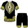 Zomer 3D Afrikaanse Print Casual Mannen Shorts Pakken Paar Outfits Vintage Stijl Hip Hop T-shirts Shorts Mannelijke Vrouwelijke Trainingspak set 220222m