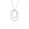 Pendentif Colliers Double Cercle Pull Chaîne Brillant Pavé Minuscule Crysral Rond Ras Du Cou Couleur Argent Pour Bijoux