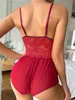 Sexig pyjamas Soly Hux Women's Lace Teddy Underwear Thin Shoulder Strap Bodysuit Doll Pajamaslf230908