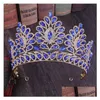 Hår smycken barock vintage guldfärg champagne brud tiaras krona tillbehör kristall tävling drottning diadem 220831 droppleverans h dhot9